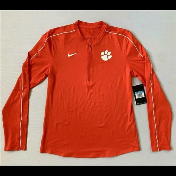 NIKE Womens Clemson Tigers Half Zip LS Top | Orange | Medium | AQ3546 | NWT - Picture 1 of 8
